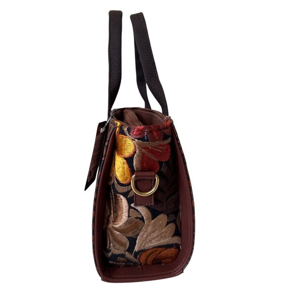 Tooled brown floral tapestry embroidery western vegan leather with coin purse sa - Picture 9 of 12